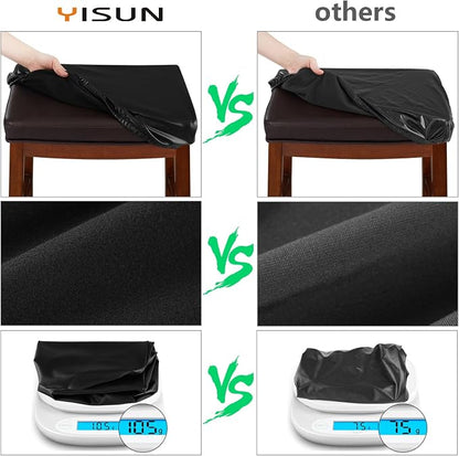 YISUN Stool Covers Rectangle - 4 Pack Stretch Waterproof Saddle Seat Cover Counter Bar Stools Bar Chairs Covers Kitchen Island Chairs Cushion Protector (2, PU Leather-Black)