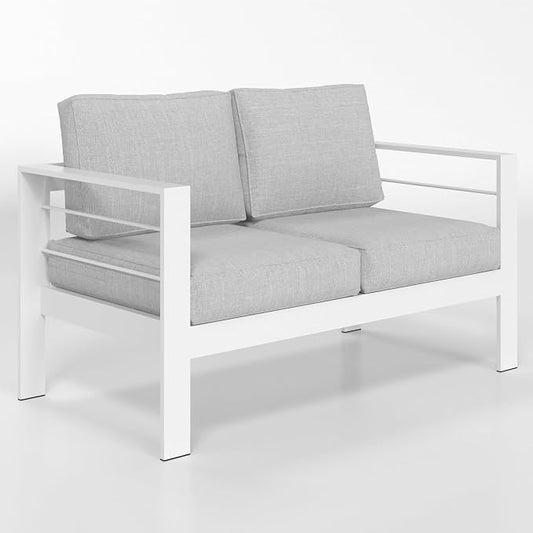 Solaste Aluminum Patio Furniture Set for All Weather, Oversized Metal Outdoor Furniture Set with 27.5" Deep Seating and 3.2" Wide Armrest, Outdoor Patio Sofa with 10" Back Suport Cushion