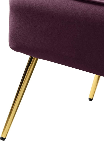 TINA'S HOME Contemporary Velvet Loveseat Sofa, Upholstered Loveseat Couch with Golden Metal Legs, Small Tufted 2-Seat Sofa Armless Love Seat for Living Room, Bedroom, Apartment Small Spaces, Purple