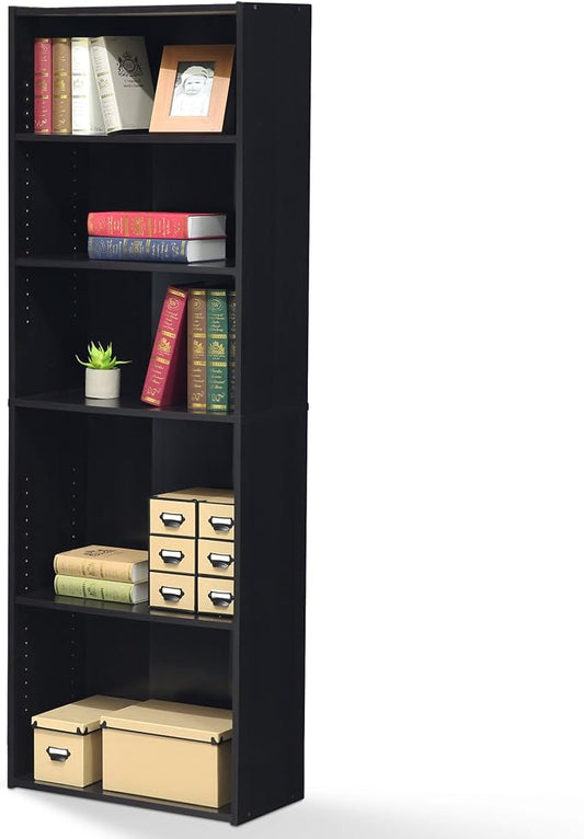 FURINNO Wright 5-Shelf Bookcase, Cinnamon Cherry