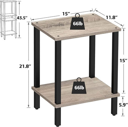 TUTOTAK End Table, Set of 2, Side Table, Nightstand, 2-Tier Storage Shelf, Sofa Table for Small Space, Living Room, Bed Room TB01BG035