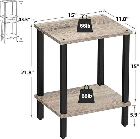 TUTOTAK End Table, Side Table, Nightstand, 2-Tier Storage Shelf, Sofa Side Table for Small Space, Living Room, Bed Room TB01BG034