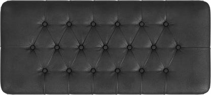 HomePop 40" Button Tufted Storage Bench - Black Faux Leather