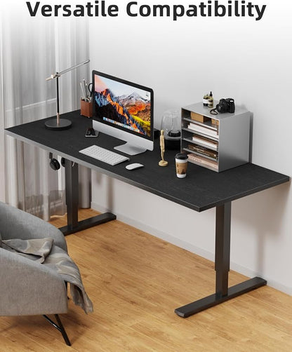 Universal 55 x 28 One-Piece Solid Wood Table Top, 1" Thick Desktop for Stand Up Height Adjustable Desk Frames, Home Office Tabletop, Countertop DIY, Black Oak