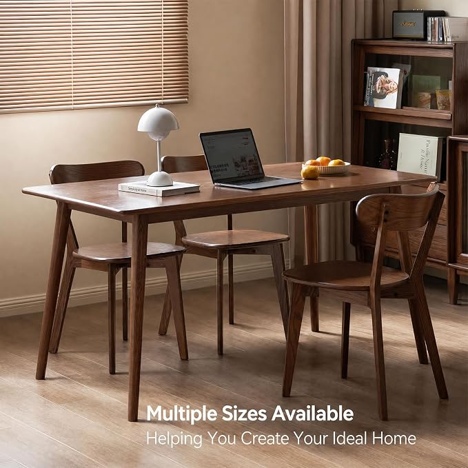 Walnut Dining Chair – Single Kitchen Side Chair, FAS Grade Solid Oak Wood Frame, Mid-Century Modern Curved Back, Commercial-Grade 400 lb Capacity for Dining Room or Replacement