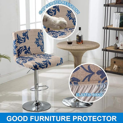 Levoberg Bar Stools Cover Set of 4 Printed Armless Swivel Barstools Slipcovers with Backs Stretch Square Counter Height Bar Stools Covers Mid Low Back Chair Cover for Kitchen Dining Room Bar #2