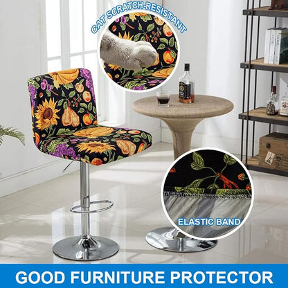 Levoberg Bar Stools Cover Set of 2 Printed Armless Swivel Barstools Slipcovers with Backs Stretch Square Counter Height Bar Stools Covers Mid Low Back Chair Cover for Kitchen Dining Room Bar #17