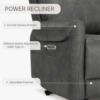 KISLOT Leather Recliner Chair Set of 2, Wall Hugger RV Recliners with USB Charging Ports Electric Power Reclining Sofa for Living Room Home Theater Seating Bedroom