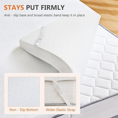 Sweetcrispy Mattress Topper Queen with Removable Soft Cover, Memory Foam 3 Inch Thick Gel Infused Cooling Pad for Pressure Relieve, Sleeper Sofa, RV, Camper, CertiPUR US Certified