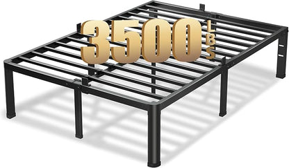 VIPSHOW 20 Inch Queen Bed Frame, 3500Lbs Heavy Duty Metal Platform with Round Corner Legs Mattress Slide Stopper, Steel Slat Support No Box Spring Needed, Noise Free, Non-Slip, Easy Assembly