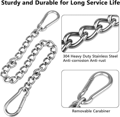 Heavy Duty Hammock Chains with 4 Carabiners - Stainless Steel Hammock Chair Hardware for Indoor/Outdoor Use, 1500 LB Capacity(2 Sets)