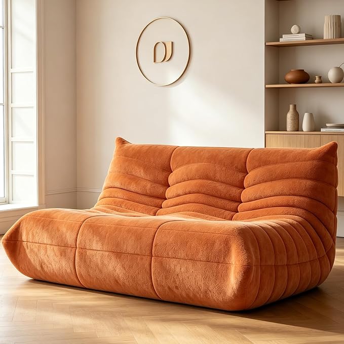 WHGBJA Bean Bag Chairs for Adults with Memory Foam Couch, Loveseat Sofa Chair for Bedroom, Living Room, Reading, Gaming Floor Sofa Couch, Boneless, Comfy