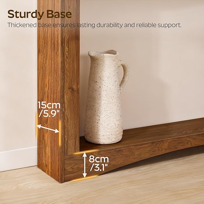 YATINEY Narrow Console Table, 5.9'' Thin Entryway Table, Behind Couch Table for Small Spaces, Small Farmhouse Hallway Table, for Living Room, Hallway, Foyer, Reddish Brown CT19WL