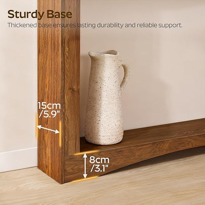 YATINEY Narrow Console Table, 5.9'' Thin Entryway Table, Behind Couch Table for Small Spaces, Small Farmhouse Hallway Table, for Living Room, Hallway, Foyer, Reddish Brown CT19WL