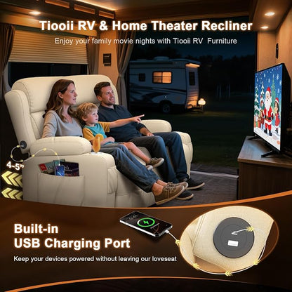 Loveseat Recliner Sofa, Home Theater Seating with Massage, Reclining Loveseats with Console, Wall Hugger RV Couch Movie Theater Chairs, RV Furniture Sofas with USB, Cup Holders, Drawer for Gaming Room