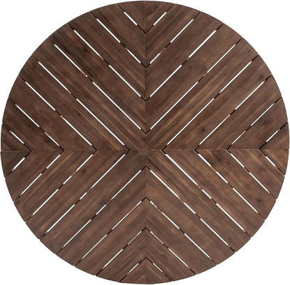 Quarte 7-Piece Patio Dining Table Set, Round Dining Table with 1.96" Umbrella Hole, Outdoor Wooden Patio Furniture Set for Garden, Backyard and Pools (Mocha-7)