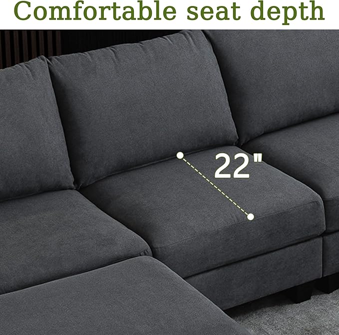 122.8" Large Sectional Couches for Living Room, 6 Seater L Shaped Modular Sectional Sofa with Two Storage Ottomans & USB, Oversized Corner Couch for Living Room(Grey)