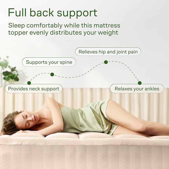 Niagara Sleep Solution Ultra Soft Queen Size Mattress Topper - Rayon Derived from Bamboo Pillow Top Mattress Pad for Back Pain Relief - Naturally Cooling for Hot Sleepers, Beige