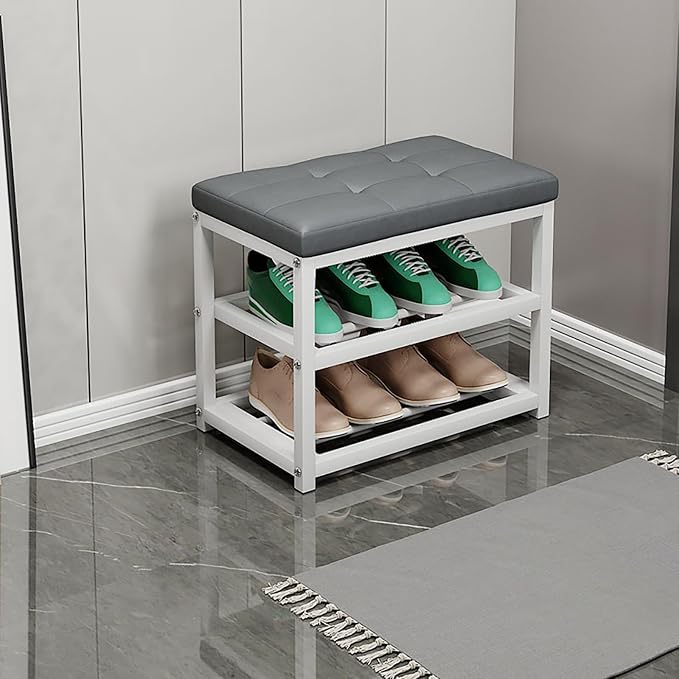 Wooden Shoe Storage Bench Modern Changing Stool SpaceSaving Design for Hallway & Living Room Versatile Closet Organizer