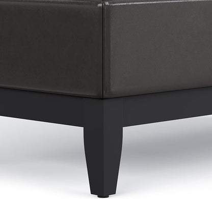 SIMPLIHOME Oregon Storage Ottoman Bench with Tray - 42 inch Wide Upholstered Vegan Leather Rectangle Ottoman Bench in Tanners Brown, Transitional Tufted Ottoman for Living Room with Lift-Up Lid