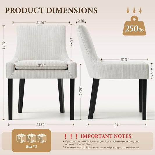 COLAMY Upholstered Dining Chairs Set of 6 with Mid Back and Wood Legs, Modern Accent Side Chairs for Living Room/Dining Room-Beige
