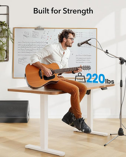 HUANUO Electric Standing Desk Legs for 43"-75" L & 24"-31" W Desktop, White | Brushless Motor,220lbs Heavy Duty,28.3"-46.5" Height Range,4 Memory Presets,Cable Management, Stable Steel Frame