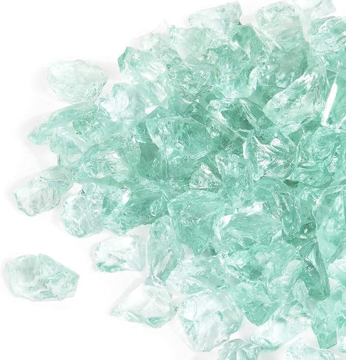 GASPRO 20 lbs Fire Glass for Propane Fire Pit, 1/2-Inch Decorative Firepit Glass Rock for Gas Fireplace, Aqua