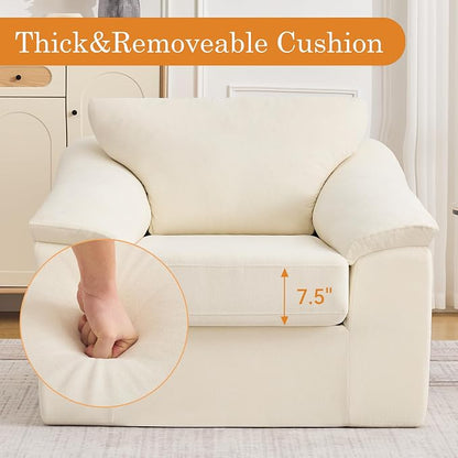 Boneless Single Sofa Chair, Modern Cloud Accent Chair, Comfy Deep Seat Couch for Living Room, Bedroom, Apartment, Small Space, No Assembly, Beige