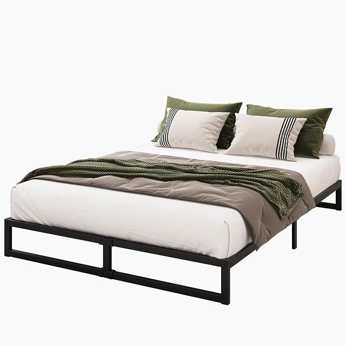 Lutown-Teen 8 Inch Full Bed Frame No Box Spring Needed, Heavy Duty Metal Platform Beds with Sturdy Steal Slats for Mattress Foundation, Easy Assembly, Noise Free, Black