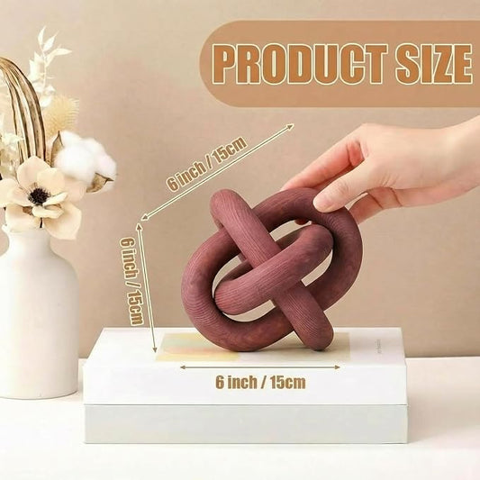 Yalikop 3 Link Wood Knot Decor Rustic Home Décor Accents Hand Carved Coffee Table Decoration, Boho Chain Link Decoration, Modern Shelf, Rustic Objects for Home Living Room Bedroom(Reddish-Brown)