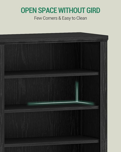 Hzuaneri Shoe Storage Cabinet, 10 Tiers Freestanding Shoe Cabinets, Wooden Shoes Rack with Cubby, 27-30 Pairs, Farmhouse Tall Shoes Cubby Organizer for Entryway, Living Room, Black SR52604X