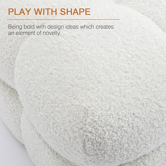 Zesthouse Square Pouf Ottomans Set of 2, Modern Backless Vanity Stool for Bedroom, White Fuzzy Foot Rest for Couch, Upholstered Tufted Footstool, Sherpa Fabric Ottoman Coffee Table for Living Room