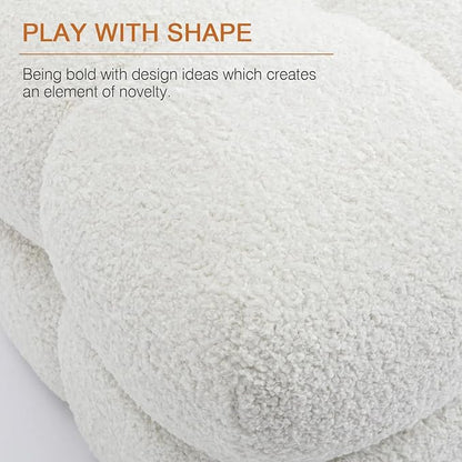 Zesthouse Square Pouf Ottomans Set of 2, Modern Backless Vanity Stool for Bedroom, White Fuzzy Foot Rest for Couch, Upholstered Tufted Footstool, Sherpa Fabric Ottoman Coffee Table for Living Room