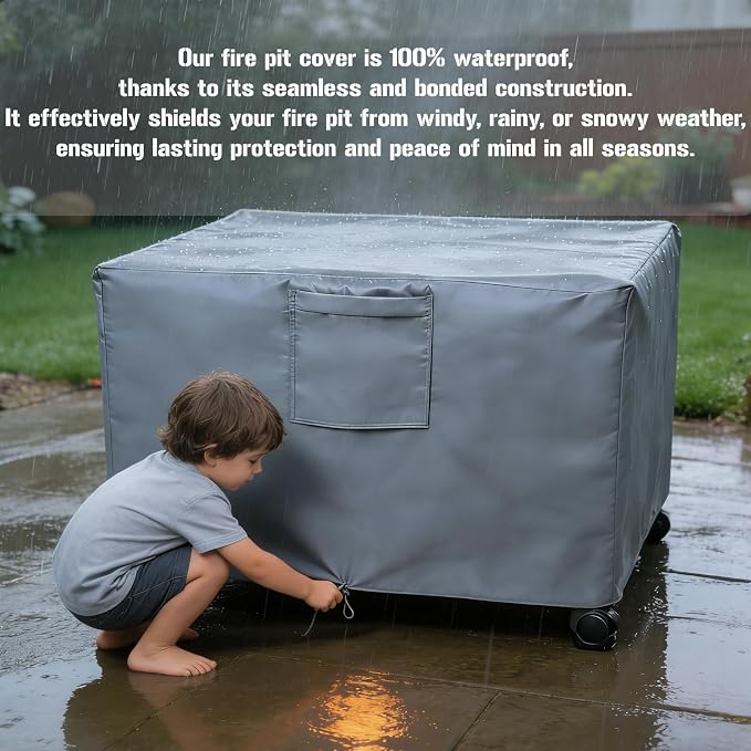 Chinchilla Heavy Duty 30 Inch Square Fire Pit Cover - 100% Waterproof & Weatherproof, Durable All-Season Protection for 28/29/30 Inch Propane Fire Pits and Tables