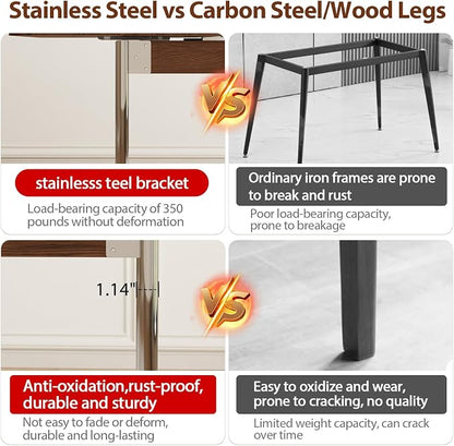 Walnut Extendable Dining Room Table for 4-8 People,Expandable Dining Table from 47.2 to 59 Inches,Wood Dining Table with Heavy-Duty Stainless Legs,Modern Kitchen Table for Small Spaces,Easy Assembly