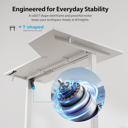 Agilestic Electric Standing Desk, Height Adjustable Desk, 63 x 35 Inch Sit Stand up for Work Office Home, L Shaped Ergonomic Rising Computer Table with Memory Preset, White
