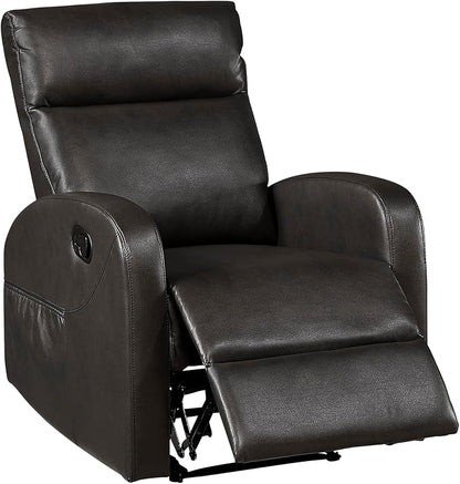 Lexicon Manual Recliner Chair, Faux Leather Reclining Chair, Wall Hugger, Track Arms, Magazine Pockets, Manual Recliner for Living Room/Office/Apartment, Easy Assembly, Espresso