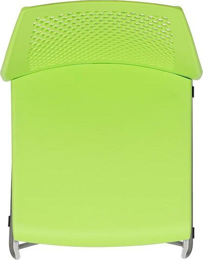 Flash Furniture HERCULES Series 661 lb. Capacity Green Stack Chair with Air-Vent Back and Gray Powder Coated Sled Base