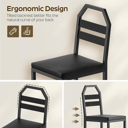 YATINEY Dining Chairs, Kitchen Chairs with Back Support, Upholstered Seat and Metal Legs, for Kitchen, Living Room, Black CY02L4BB