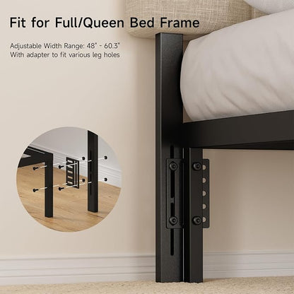 Headboard for Full/Queen Size with LED Light, Upholstered Bed HeadBoard with Storage, Linen Fabric Head Board with Vertical Channel Design, Height Adjustable, Easy to Assemble, Beige