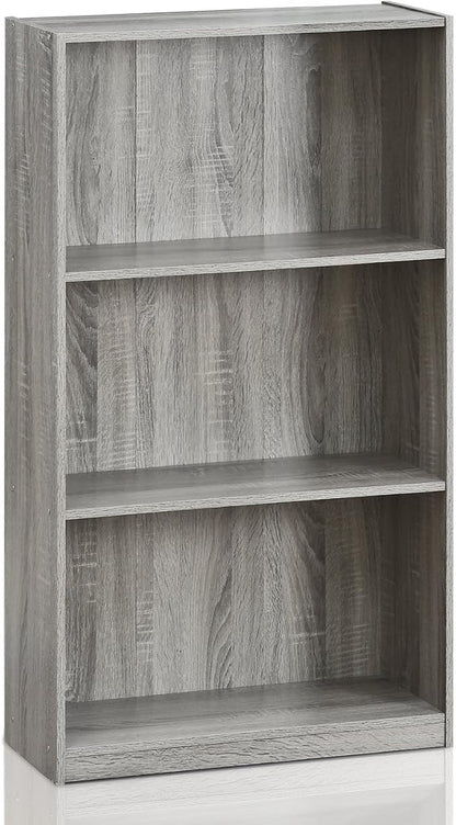 Furinno BASIC Book Shelf, 3-Tier Bookshelf with Open Shelves, Standing Bookcase, 9.3" x 21.8" x 39.5", for Organization and Storage, for Living Room, Bedroom, Home Office, French Oak