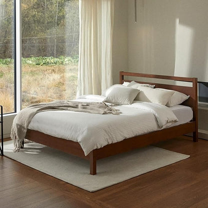 LIFEMENT Signature Wood Platform Bed Frame with Headboard, Essential, Noise Free, Under Bed Storage, No Box Spring Needed, Easy Assembly (Cherry, King (U.S. Standard))