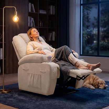 Flamaker Power Lift Chair Massage Recliner Chairs for Elderly - Ergonomic Design with Cup Holders & Side Pockets, Remote Control (Beige)