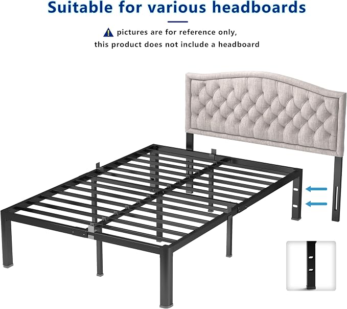 yookare Twin Platform Bed Frame,14" Heavy Duty Metal Mattress Foundation, Rounded Safety Corners & Recessed Legs,Mattress Retainers,Easy Assembly,Noise Free Steel Slat Support,No Box Spring Needed