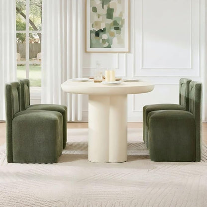 Hyfirm Upholstered Dining Chairs Set of 2, Mid-Century Scandinavian Parsons Armless Chairs with Plush Seat Cushion for Diningroom Bedroom Livingroom Reading Room，Green Fabric