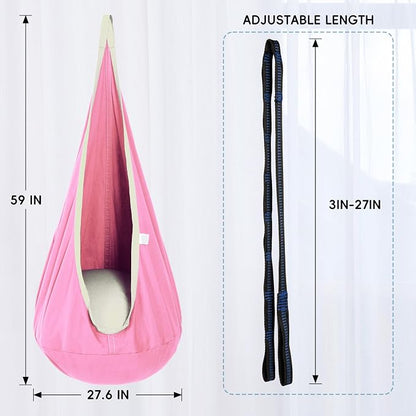 OUTREE Kids Pod Swing Seat, Cotton Child Hammock Swing Chair,Sensory Swing for Indoor and Outdoor Use, Pink