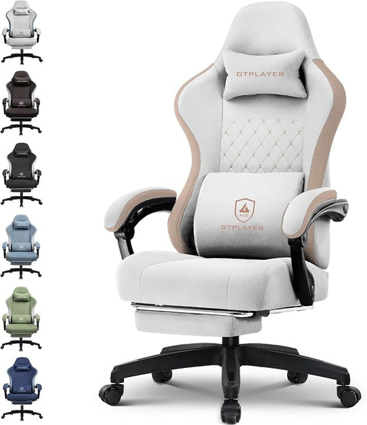 GTPLAYER Gaming Chair, Computer Office Chair with Pocket Spring Cushion, Linkage Armrests and Footrest, High Back Ergonomic Computer Chair with Lumbar Support Task Chair with Footrest