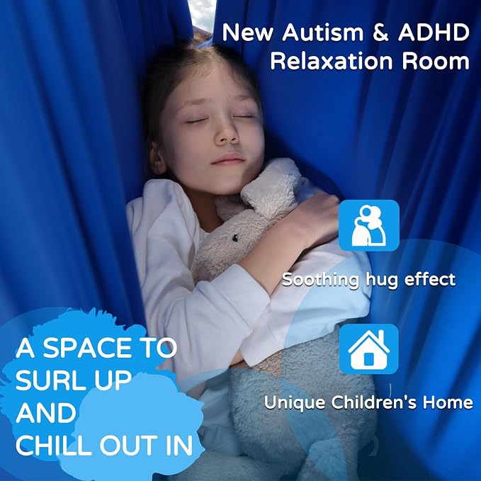 Sensory Swing for Kids Indoor & Outdoor Double Layer Therapy Cuddle Hammock Chair with 360 Swivel Hanger Kit Adjustable Swing for Child and Adult with Aspergers Autism ADHD (Star Blue)
