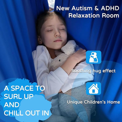 Sensory Swing for Kids Indoor & Outdoor Double Layer Therapy Cuddle Hammock Chair with 360 Swivel Hanger Kit Adjustable Swing for Child and Adult with Aspergers Autism ADHD (Star Blue)
