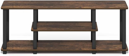 Furinno Turn-S-Tube TV Stand, 3-Tier Toolless Assembly Entertainment Center, Rectangular TV Console for TV up to 50 Inch, for Living Room, Bedroom, Amber Pine